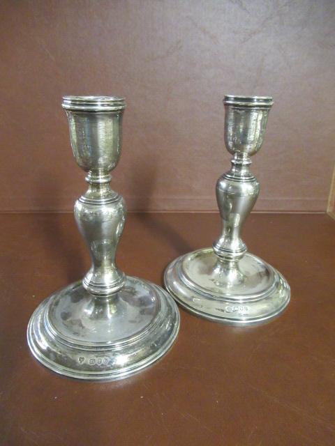 PAIR OF SILVER CANDLESTICKS Image