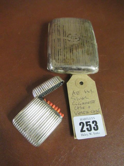 SILVER CIGARETTE CASE AND A VESTA CASE Image