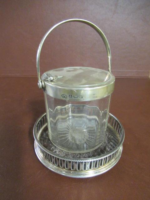 SILVER TOPPED PRESERVE POT AND A COASTER Image