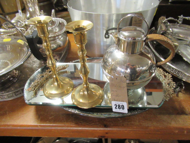 EPNS TEAPOT BRASS CANDLESTICKS ETC Image