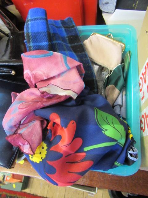 BOX OF PURSES AND SCARVES Image