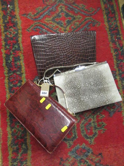 TWO LIZARD SKIN BAGS AND ANOTHER HANDBAG Image