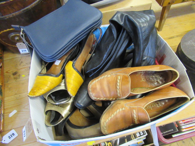 BOX OF LADIES SHOES AND HANDBAGS Image