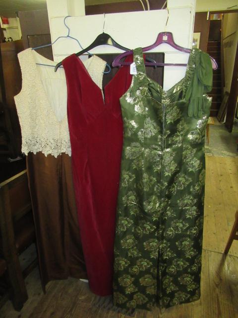 TWO JOHN SELBY EVENING DRESSES AND ANOTHER WITH GLOVES Image