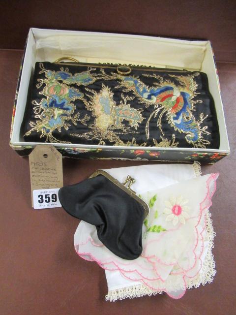 1950S CHINOISERIE EMBROIDERED EVENING BAG IN MARSHALL AND SNELGROVE BOX Image