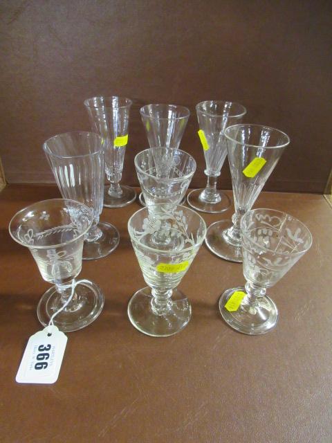 NINE ANTIQUE STEMMED GLASSES Image