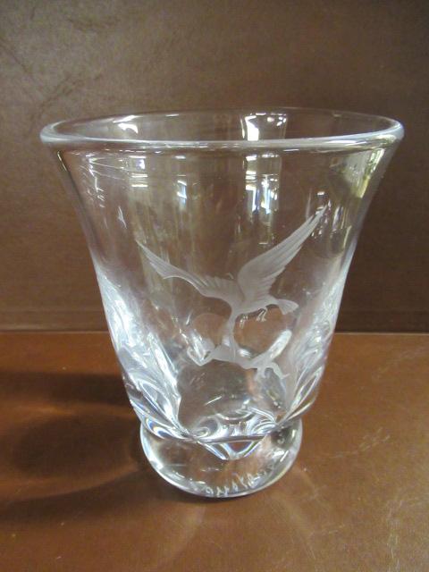 ORREFORS ETCHED GLASS VASE Image