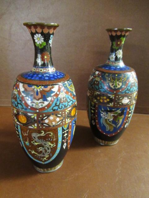 PAIR OF CLOISONNE VASES Image