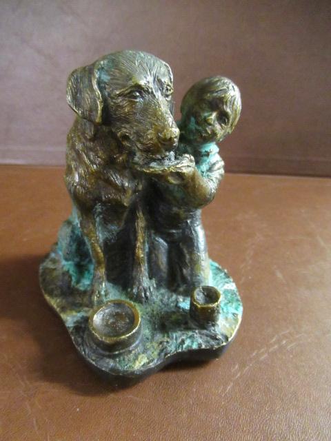 BRONZED DOG AND BOY STAMPED SCHULTZ Image