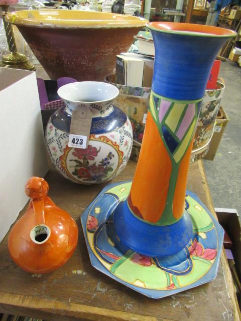 ORIENTAL VASE CLARICE CLIFF PLATE AND BARKER BROTHERS VASE ETC Image