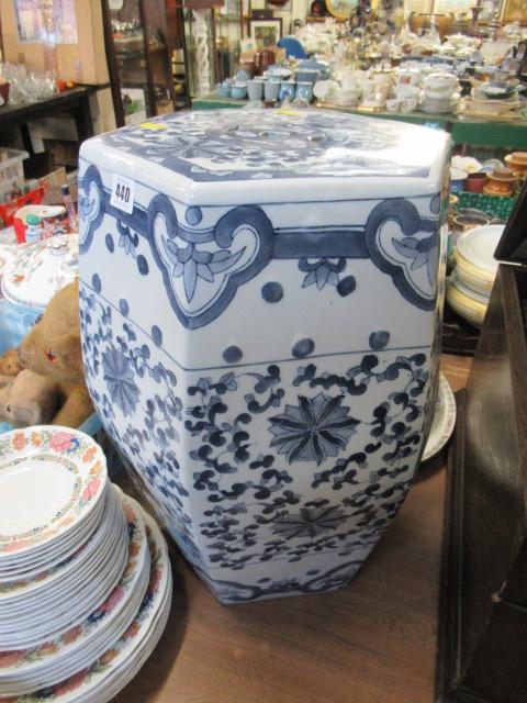 LARGE CERAMIC BLUE AND WHITE SEAT Image