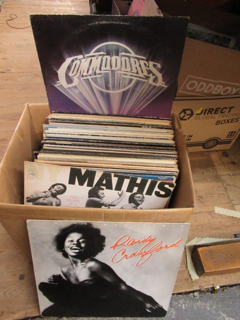 BOX OF LP RECORDS INCLUDING STAR WARS SOUND TRACK Image