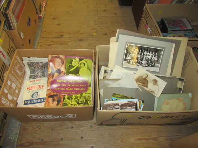 BOX OF PHOTOS AND A BOX OF COMMEMORATIVE NEWSPAPERS Image
