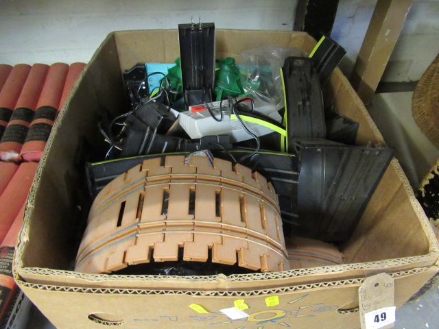 BOX OF TOY CARS TRACK ETC Image
