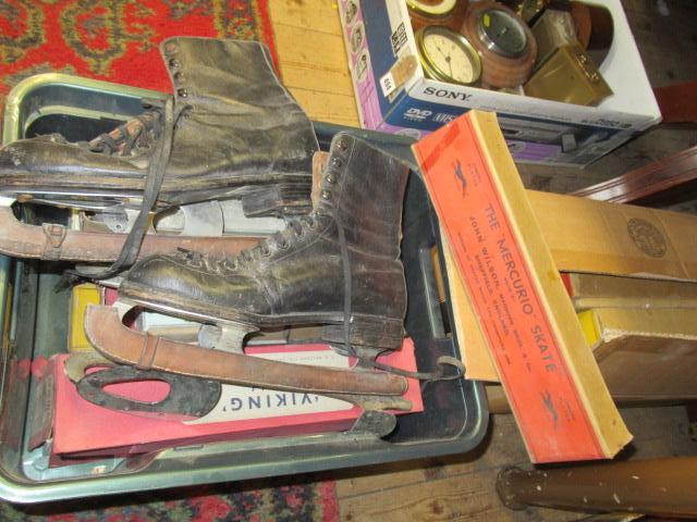 PAIR OF ICE SKATES AND TWO BOXES OF SKATE BLADES Image