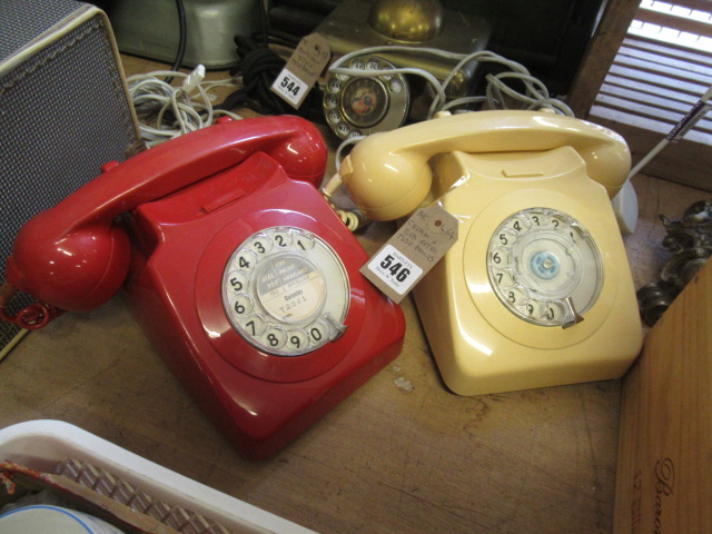 CREAM AND RED RETRO TELEPHONES Image