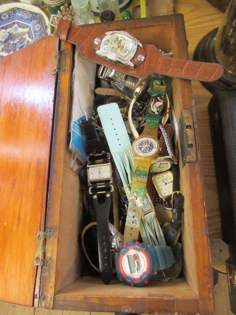 WOODEN BOX OF WATCHES Image