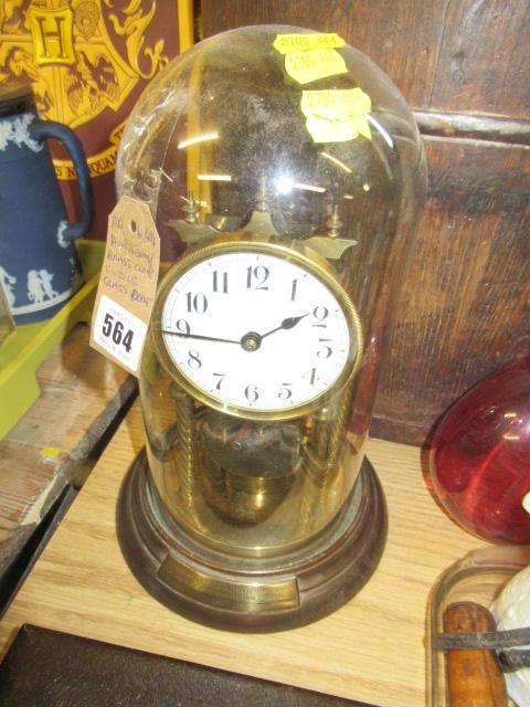 ANNIVERSARY BRASS CLOCK UNDER GLASS DOME Image
