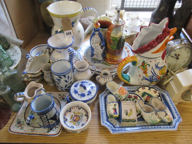 LARGE QUANTITY OF QUIMPER POTTERY INCLUDING COCKEREL JUG Image
