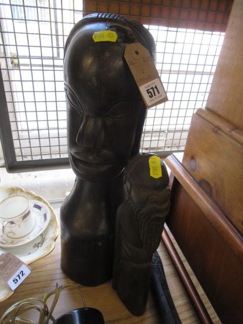 TWO CARVED AFRICAN HEADS Image