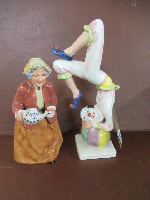 TWO ROYAL DOULTON FIGURES TUMBLING AND TEA TIME Image