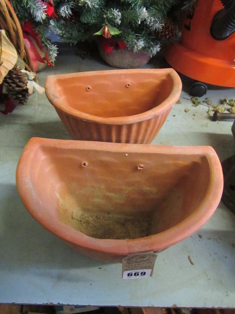 TWO ITALIAN TERRACOTTA WALL PLANTERS Image