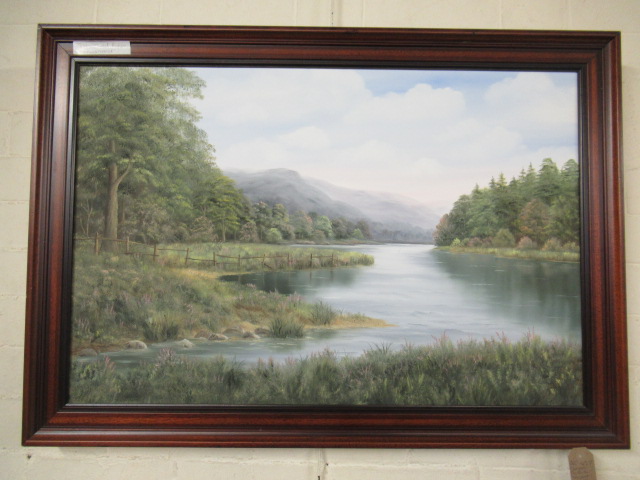 FRAMED PAINTING OF DERWENT WATER BY TERRY JAHER ROWLEY Image