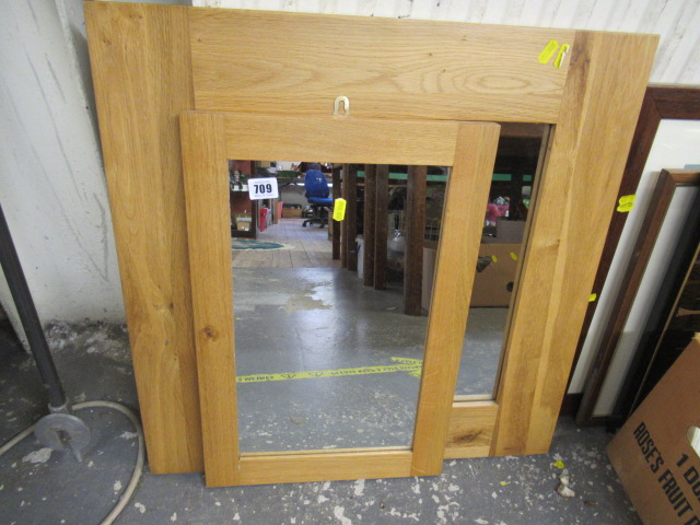 TWO MODEN OAK FRAMED MIRRORS Image