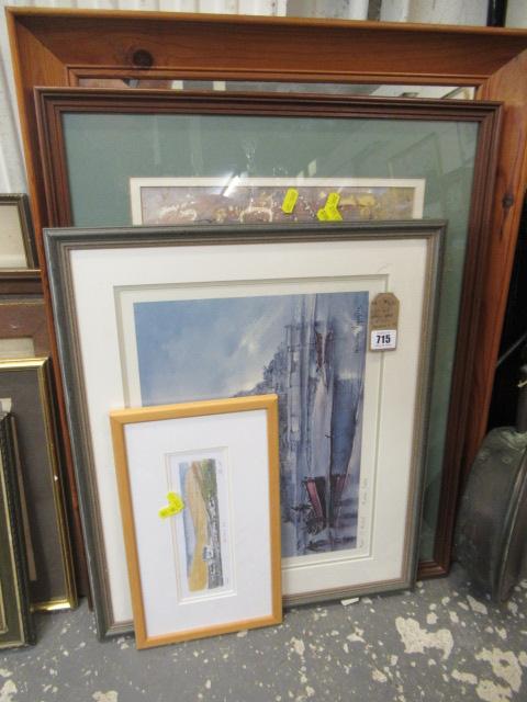 WATERCOLOUR OF BARN DOOR AND A PINE MIRROR ETC Image