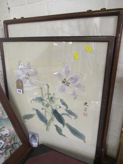 TWO FRAMED SILK PICTURES Image