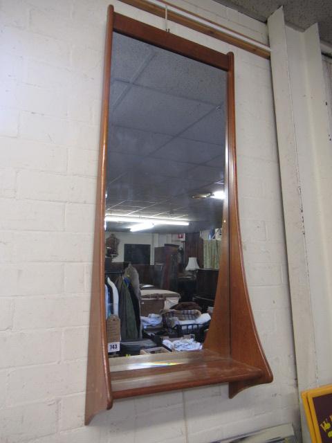 DANISH TEAK DESIGNER MIRROR WITH SHELF Image