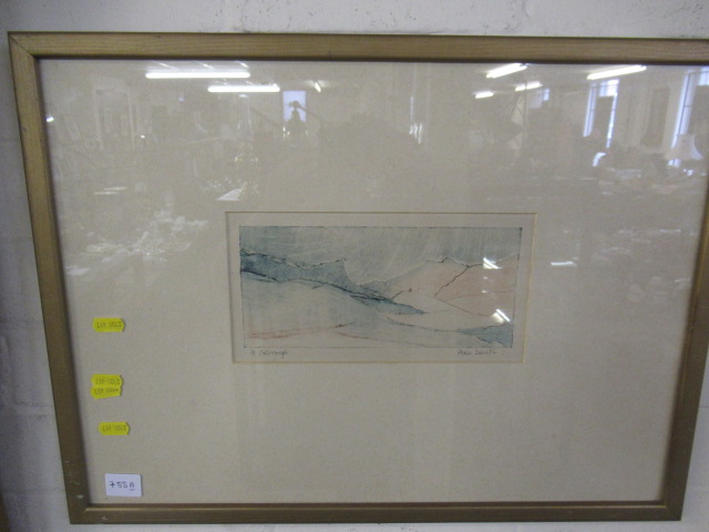 COLLAGRAPH OF MOUNTAINS SIGNED ANN SMITH Image