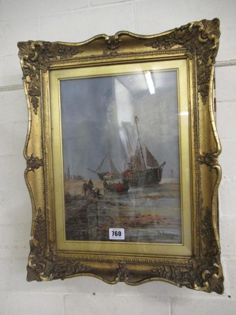 FRAMED CONTINENTAL SEASCAPE OIL SIGNED Image