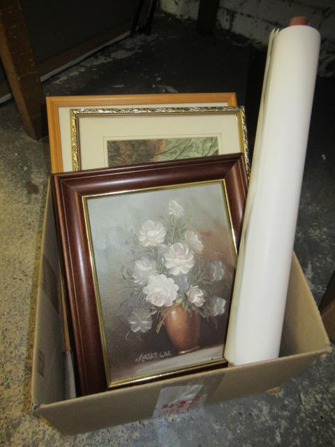 BOX OF PAINTINGS AND PRINTS Image