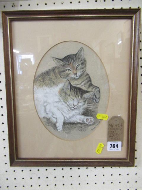 FRAMED CATS PASTEL SIGNED SHEILA EXCELL Image