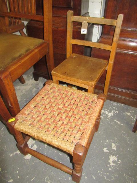 CHILDS CHAIR AND A STOOL Image
