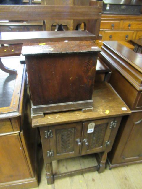 SMALL OAK CABINET AND A COAL BOX Image