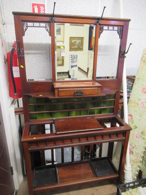 MAHOGANY TILE TOP HALL STAND Image