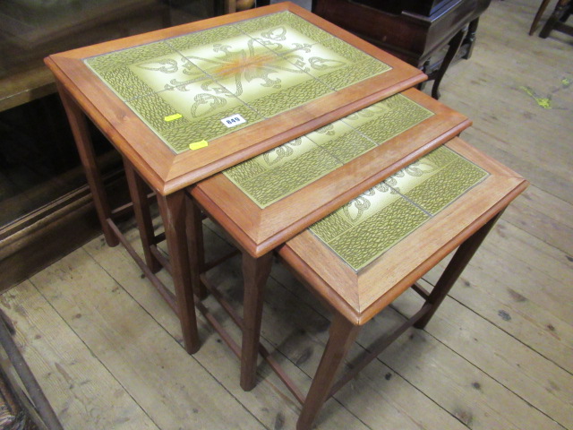 NEST OF RETRO TEAK TILE TOP TABLES Image