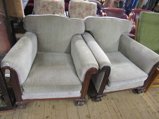 PAIR OF UPHOLSTERED EDWARDIAN ARMCHAIRS Image