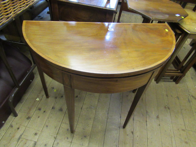 MAHOGANY DEMI LUNE INLAID TEA TABLE Image