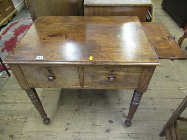 MAHOGANY TWO DRAWER DROP LEAF SIDE TABLE Image