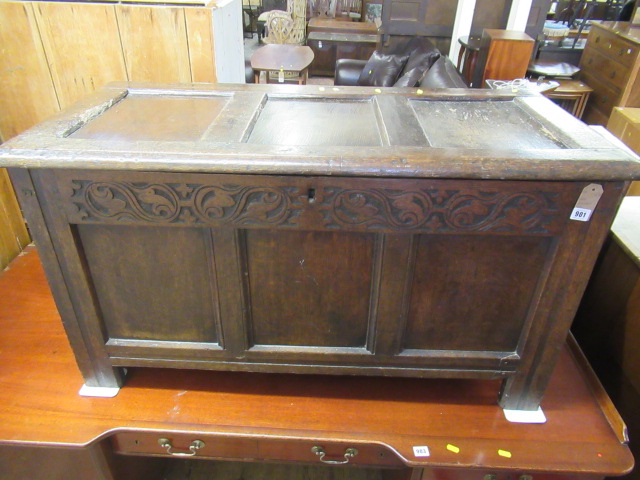 CARVED OAK COFFER Image