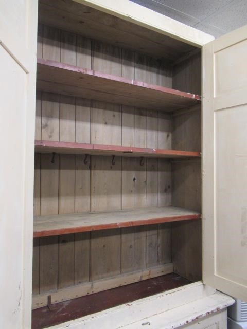 LARGE PAINTED PINE SCHOOL CUPBOARD ON CUPBOARD Image
