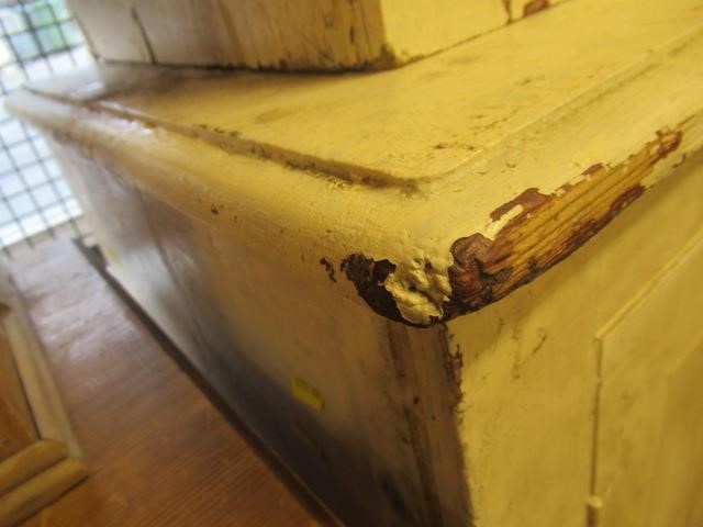 LARGE PAINTED PINE SCHOOL CUPBOARD ON CUPBOARD Image