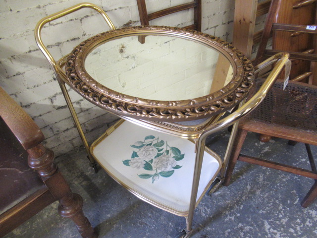 TWO TIER DRINKS TROLLEY AND A MIRROR Image