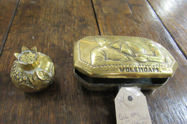 EARLY 19TH CENTURY DUTCH BRASS TOBACCO BOX AND POMANDER Image