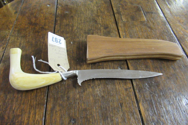 BONE HANDLED KNIFE IN WOODEN SHEATH Image