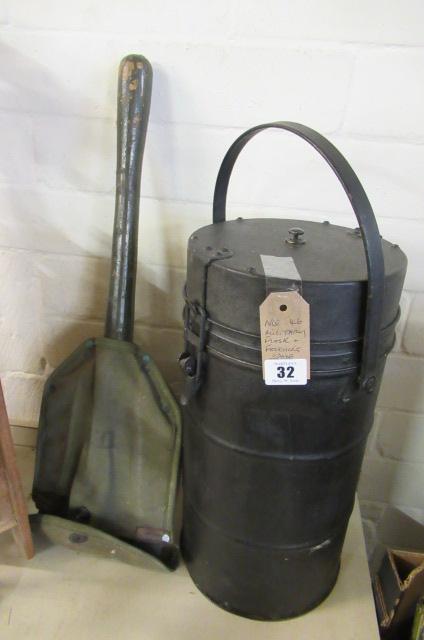 MILITARY FLASK AND FOLDING SPADE Image