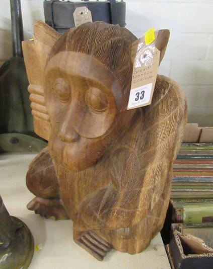 LARGE CARVED WOODEN GORILLA Image